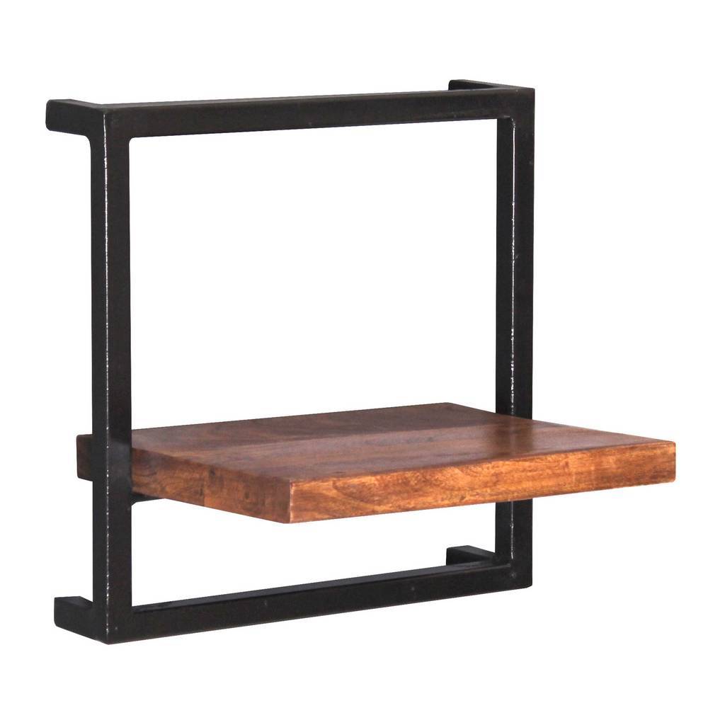Drei Wand Regale Sovecca aus Mangobaum Massivholz und Metall (dreiteilig)