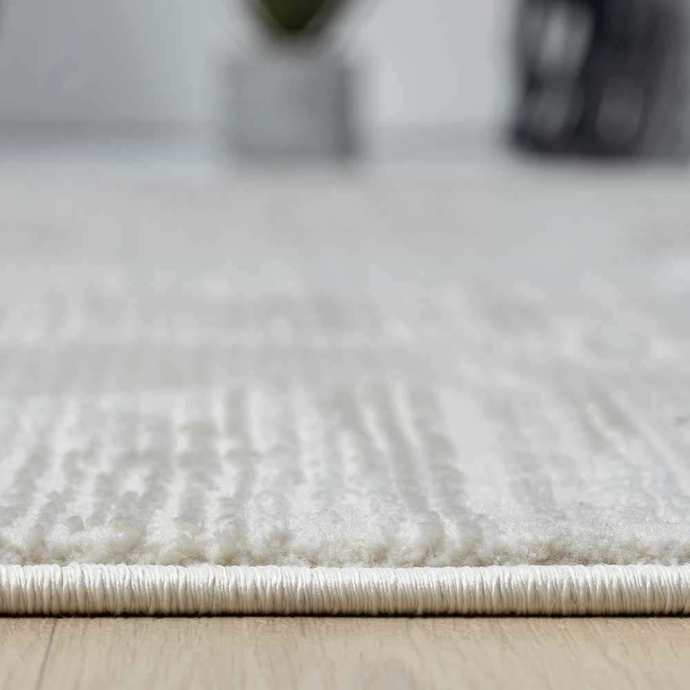 Kurzflor Teppich Ostora in Cremefarben und Beige rechteckig