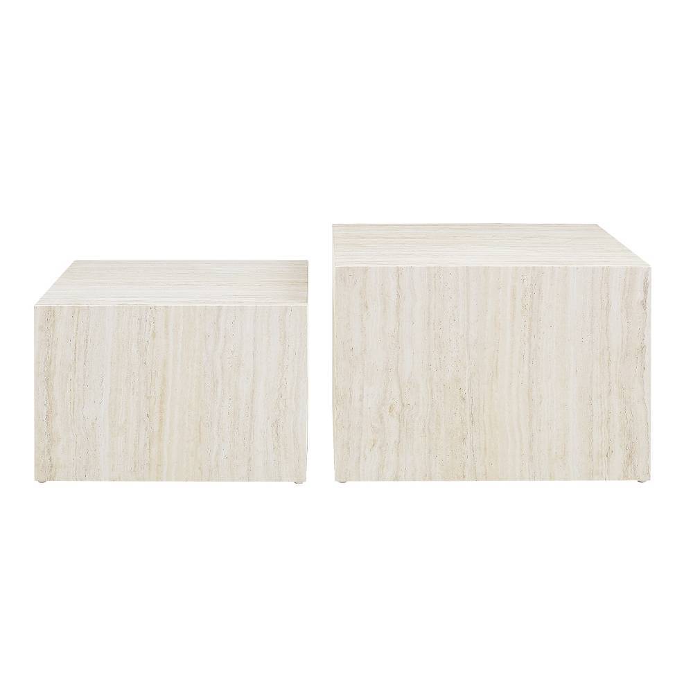 Beistelltische Sofa Endriko in Beige - Marmor Optik (zweiteilig)