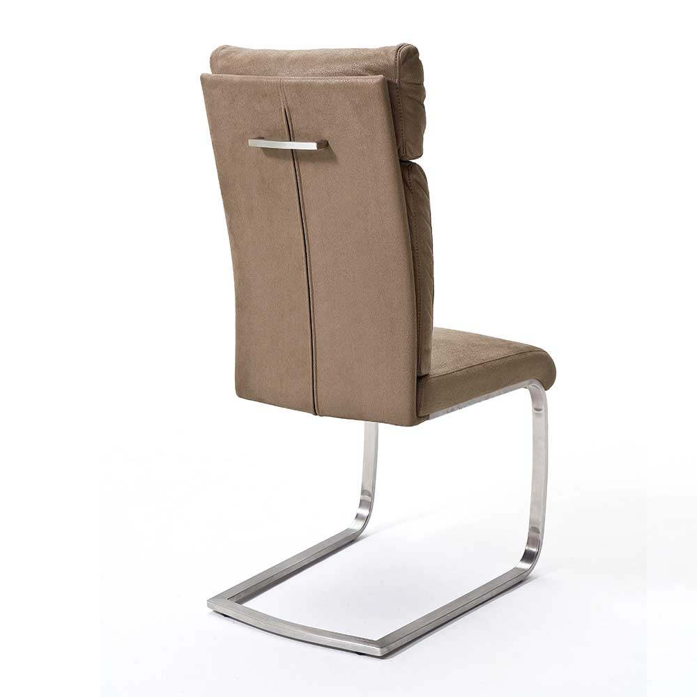 Schwingstuhl Ovidiu in Beige gepolstert Edelstahl (2er Set)