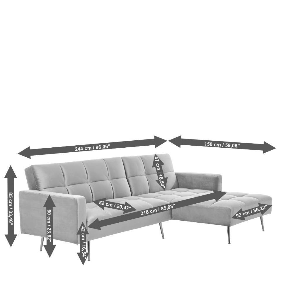 Ecksofa Lessima in Grau und Goldfarben