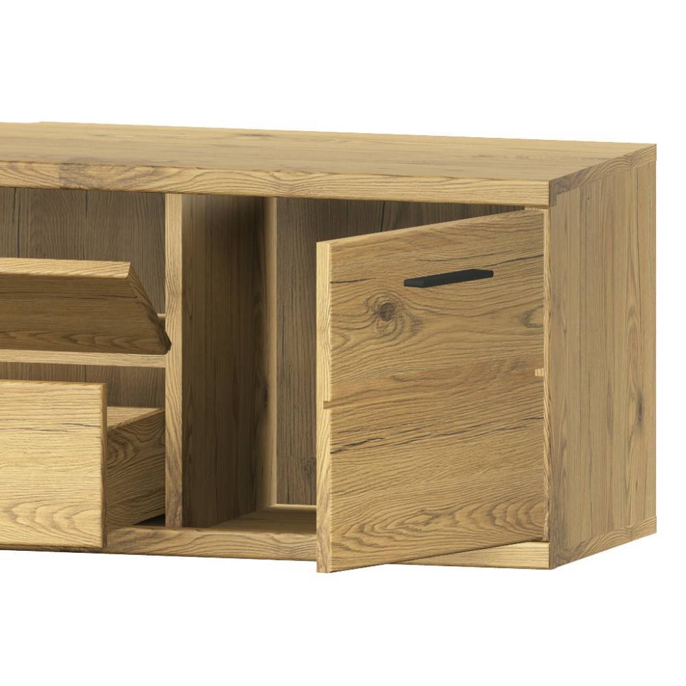 Wohnwand Holz Ostoro in Wildeiche Bianco und modernem Design (dreiteilig)