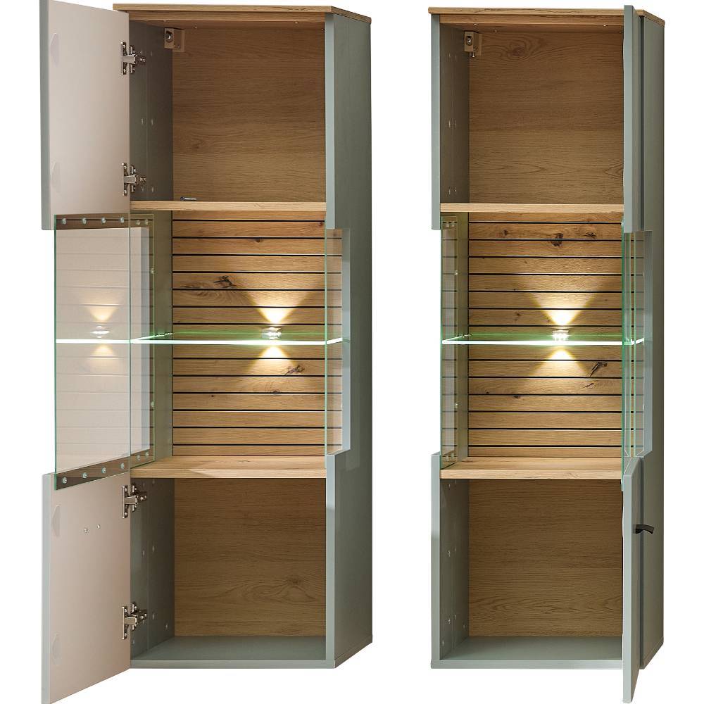 Wohnwand modern Ilitalcon in Graugrün 340 cm breit (siebenteilig)