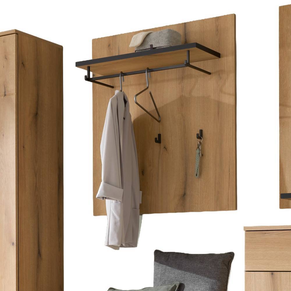 Garderobe Nemphia in Eichefarben inklusive Sitzpolster Auflage (fünfteilig)
