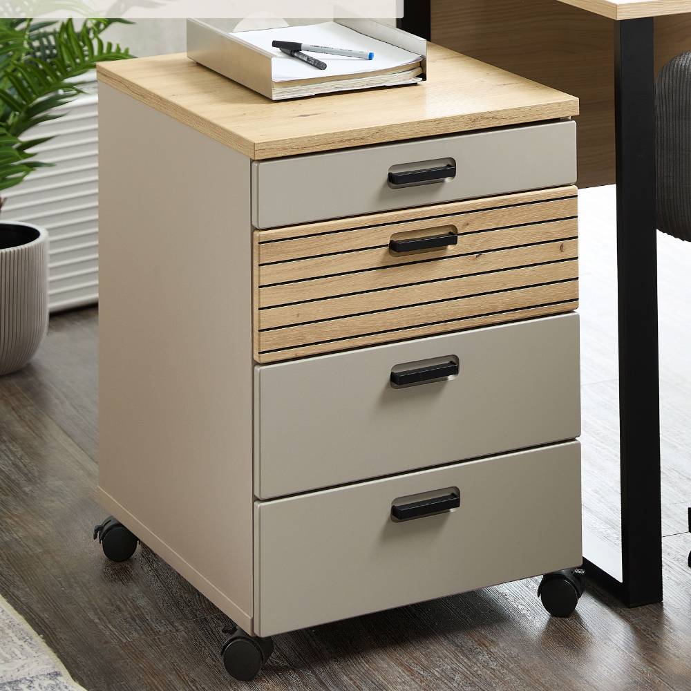 Schreibtischrollcontainer Junetega mit vier Schubladen 66 cm hoch