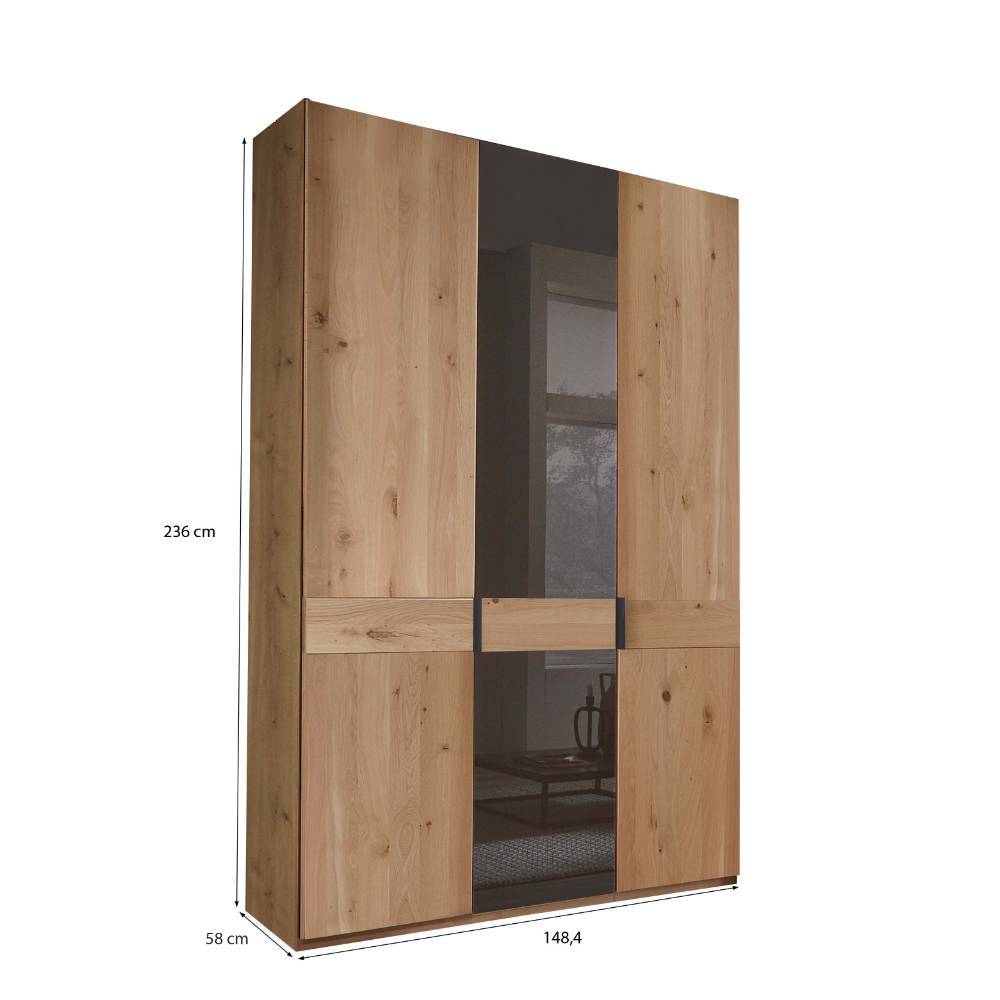 Moderner Kleiderschrank Merkur mit Drehtüren in Eiche Bianco & Dunkelbraun