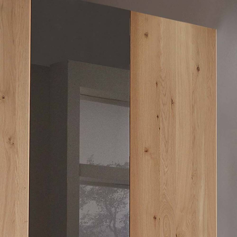 Moderner Kleiderschrank Merkur mit Drehtüren in Eiche Bianco & Dunkelbraun