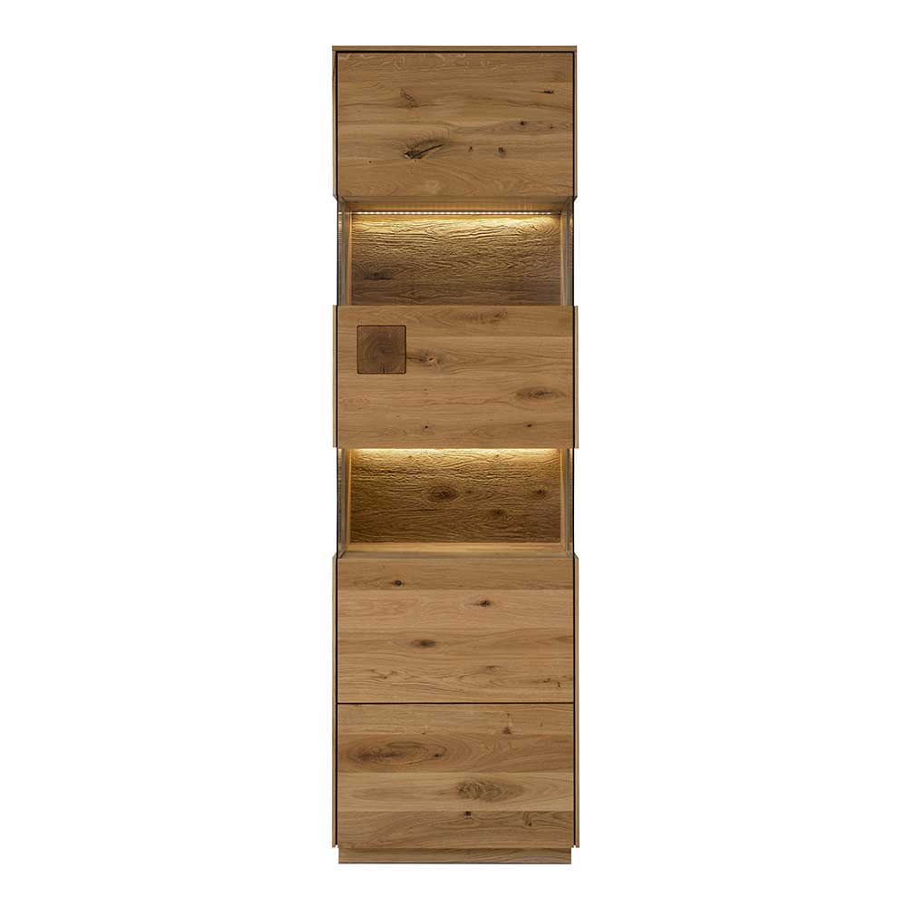 Wohnzimmeranbauwand Wildeiche Onitos in modernem Design 209 cm hoch (dreiteilig)