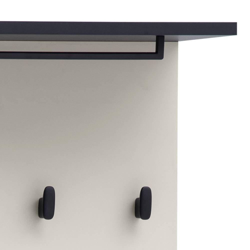 Wandgarderobe Isabelona mit 9 Kleiderhaken in Cremeweiß