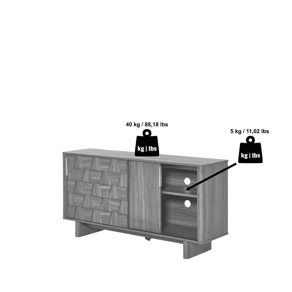 Sideboard Laverra in Walnussfarben mit Schiebetüren