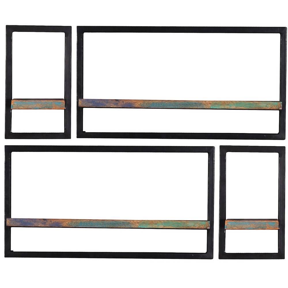 Wand Regal Kombination Vucotto aus Recyclingholz und Metall (dreiteilig)