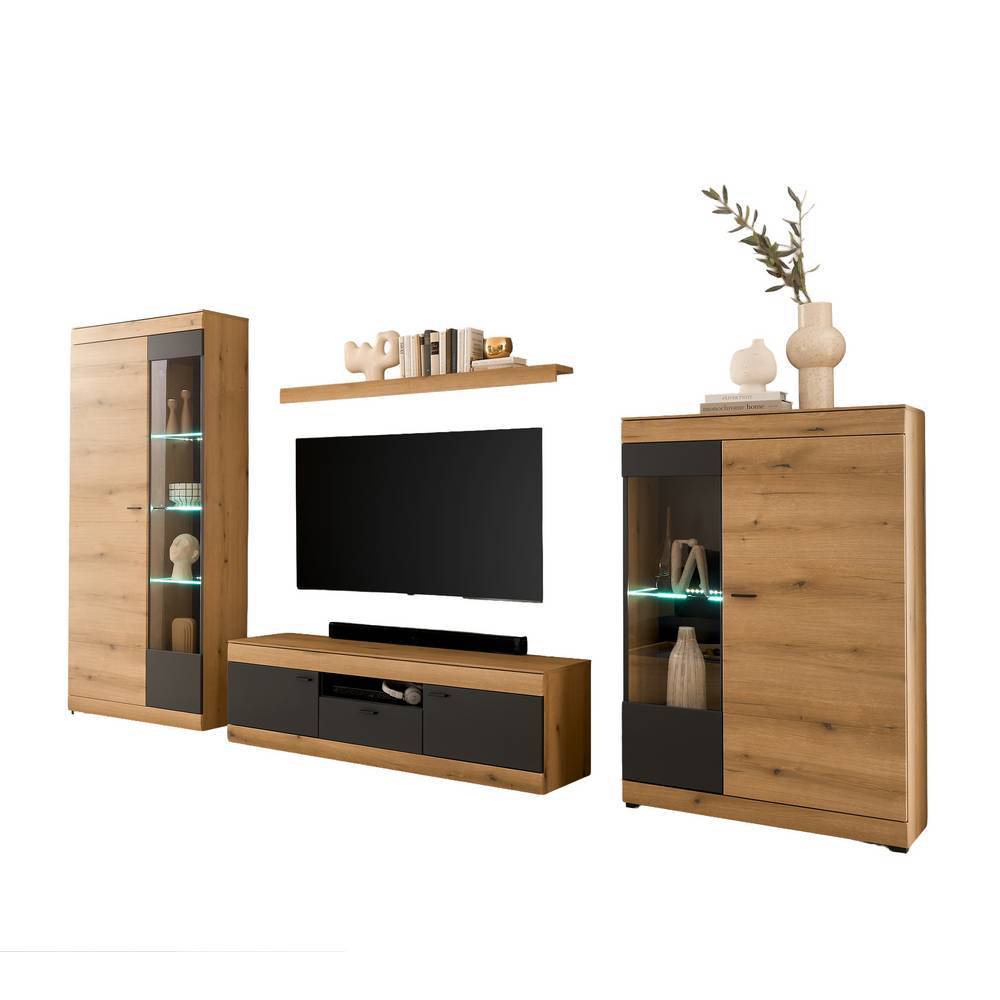 Wohnwand Badehma in modernem Design 330 cm breit (vierteilig)