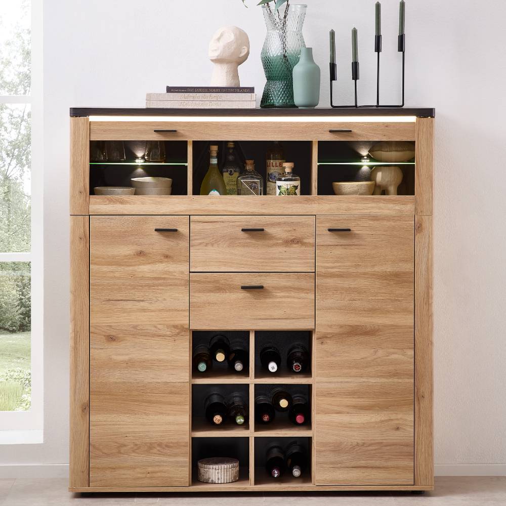 Barschrank Helias mit LED Beleuchtung und Platz für 6 Flaschen