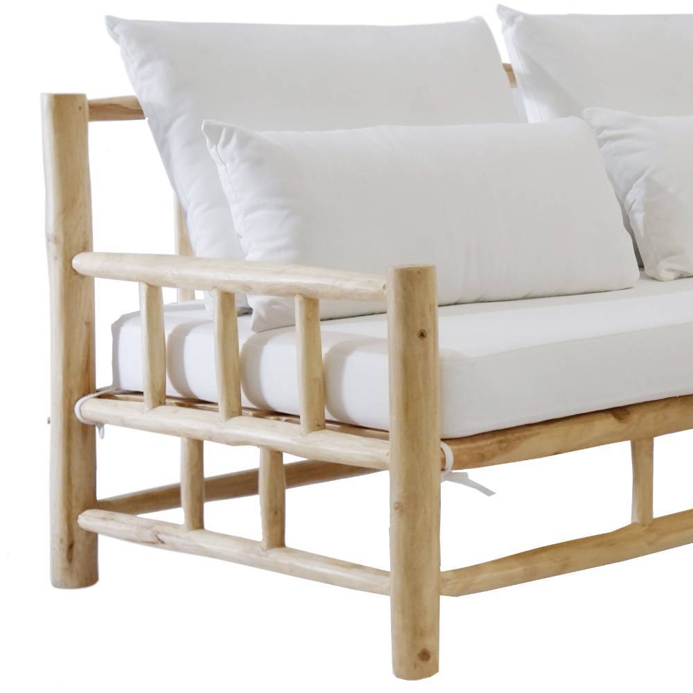 Dreisitzer Sofa Sekrar aus Teak Massivholz 180 cm breit