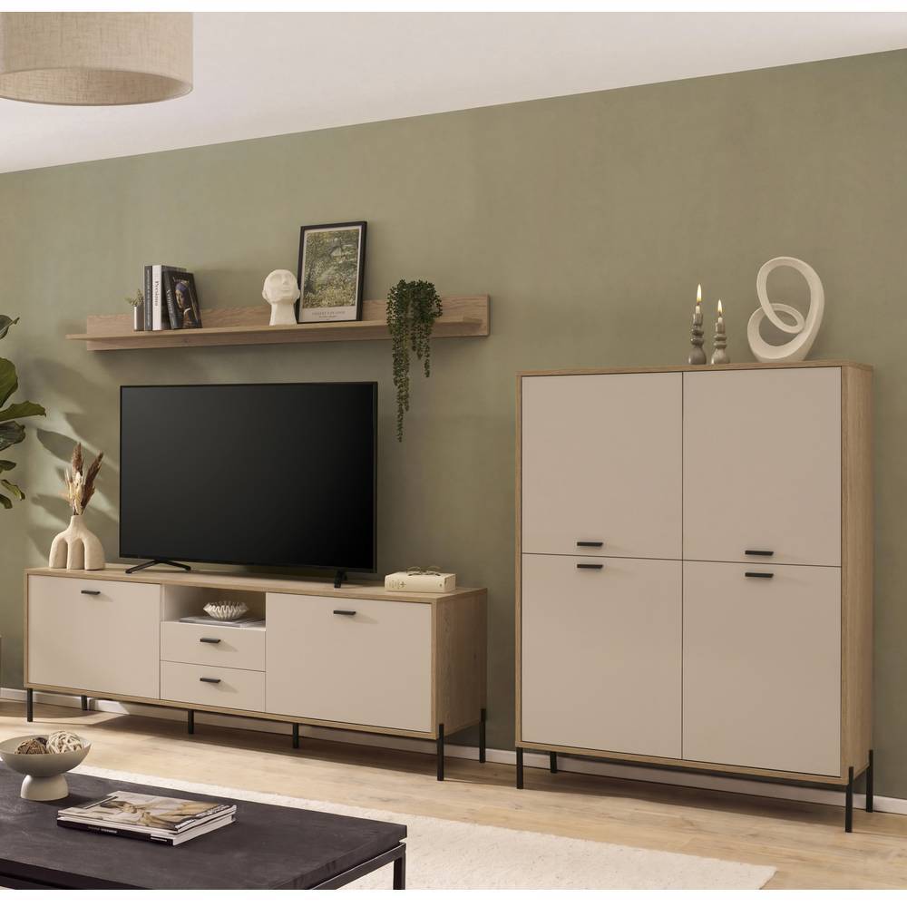 Wohnwand Zimena in modernem Design 40 cm tief (dreiteilig)