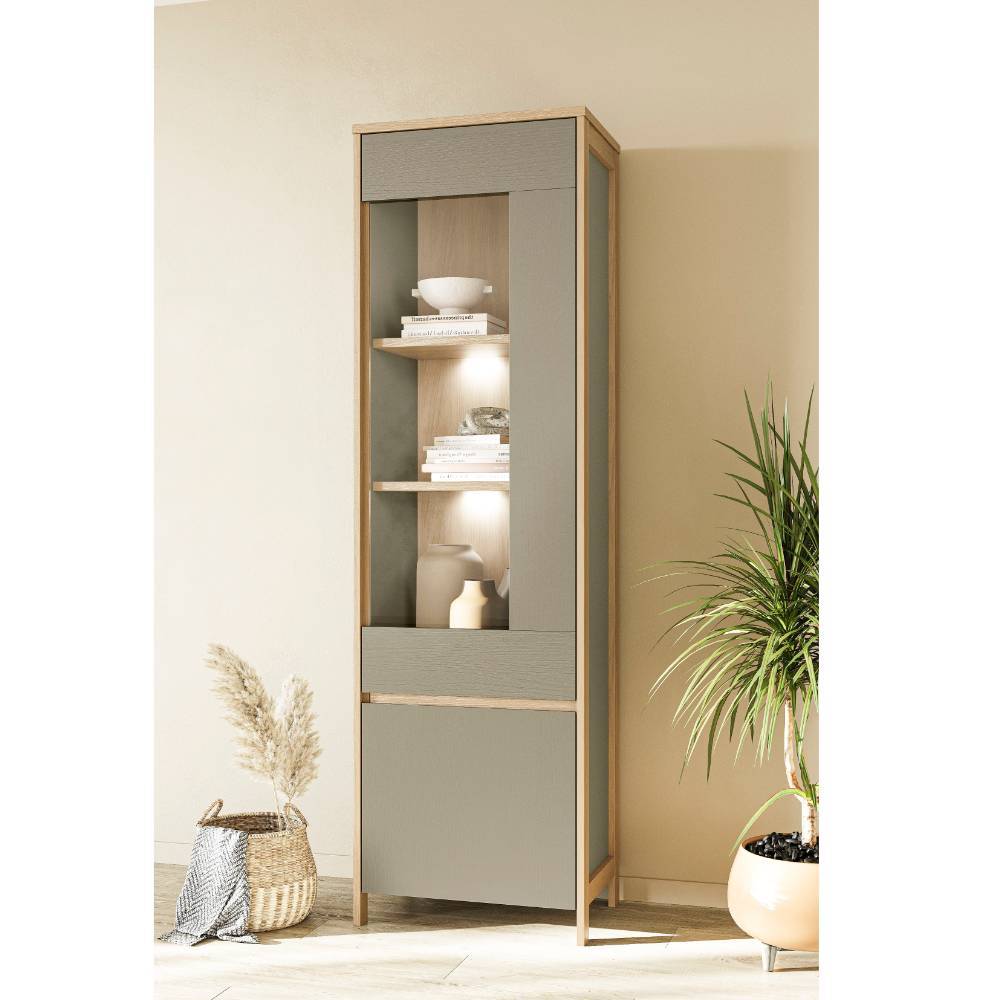 Stauraumvitrine Fine mit Glastür und drei Einlegeböden