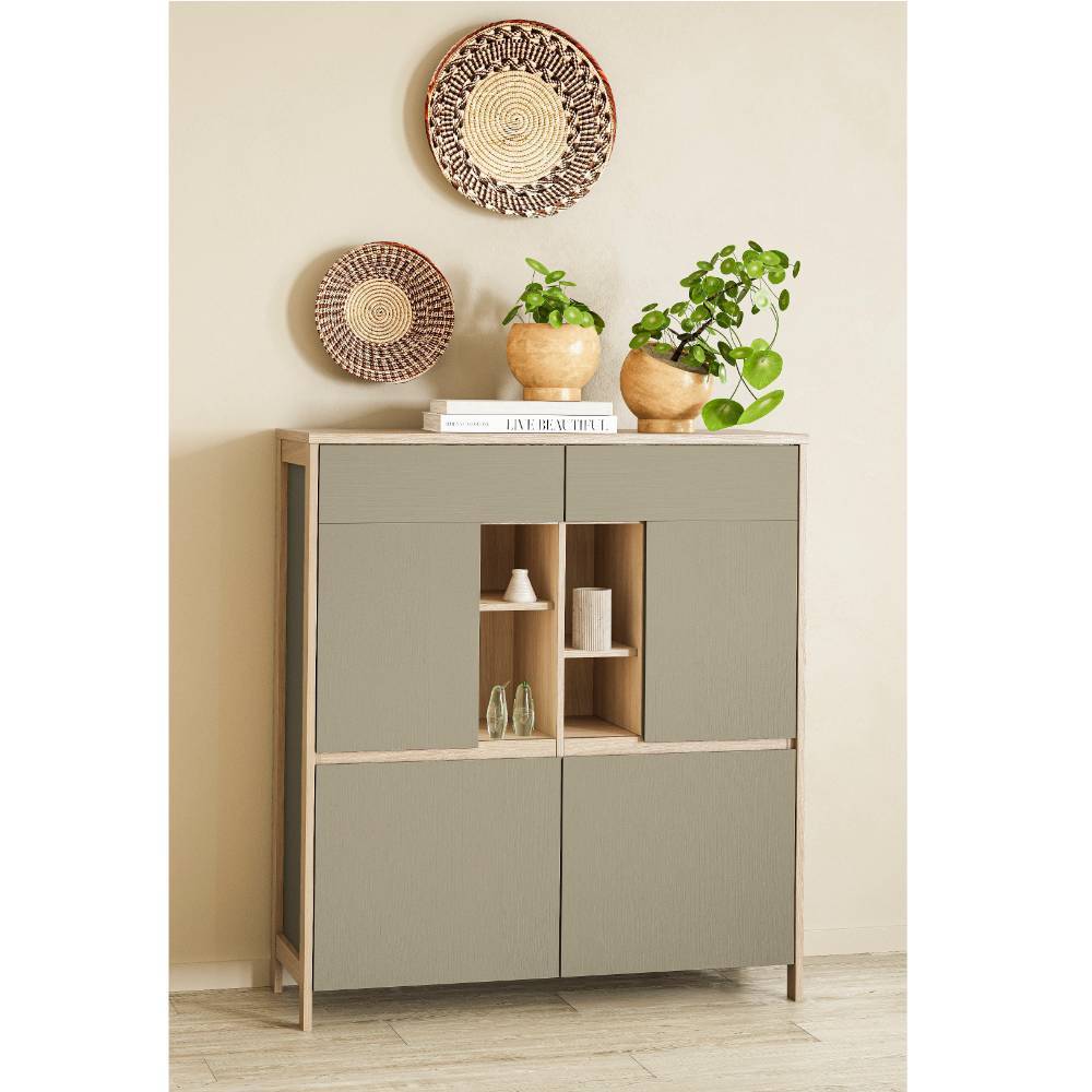 Wohnwand Fine im Skandi Design 195 cm hoch (vierteilig)