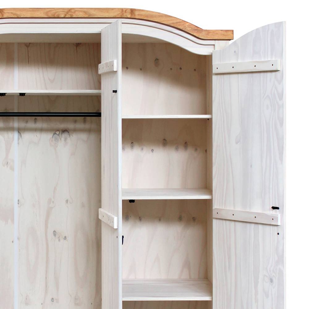 Massivholzkleiderschrank Blouno in Weiß im Landhausstil