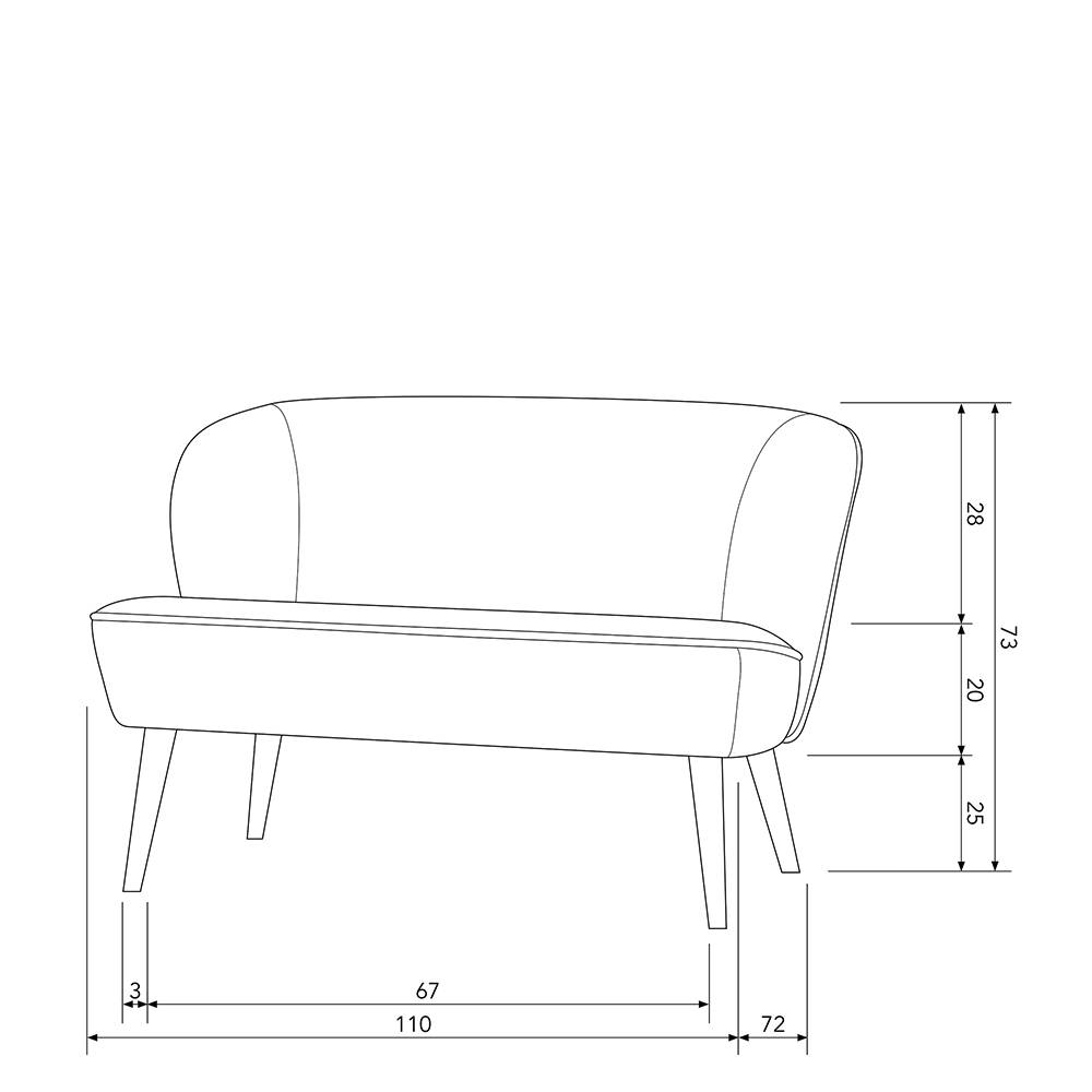 Boucle Zweisitzer Sofa Pididos in Cremefarben mit Vierfußgestell aus Holz