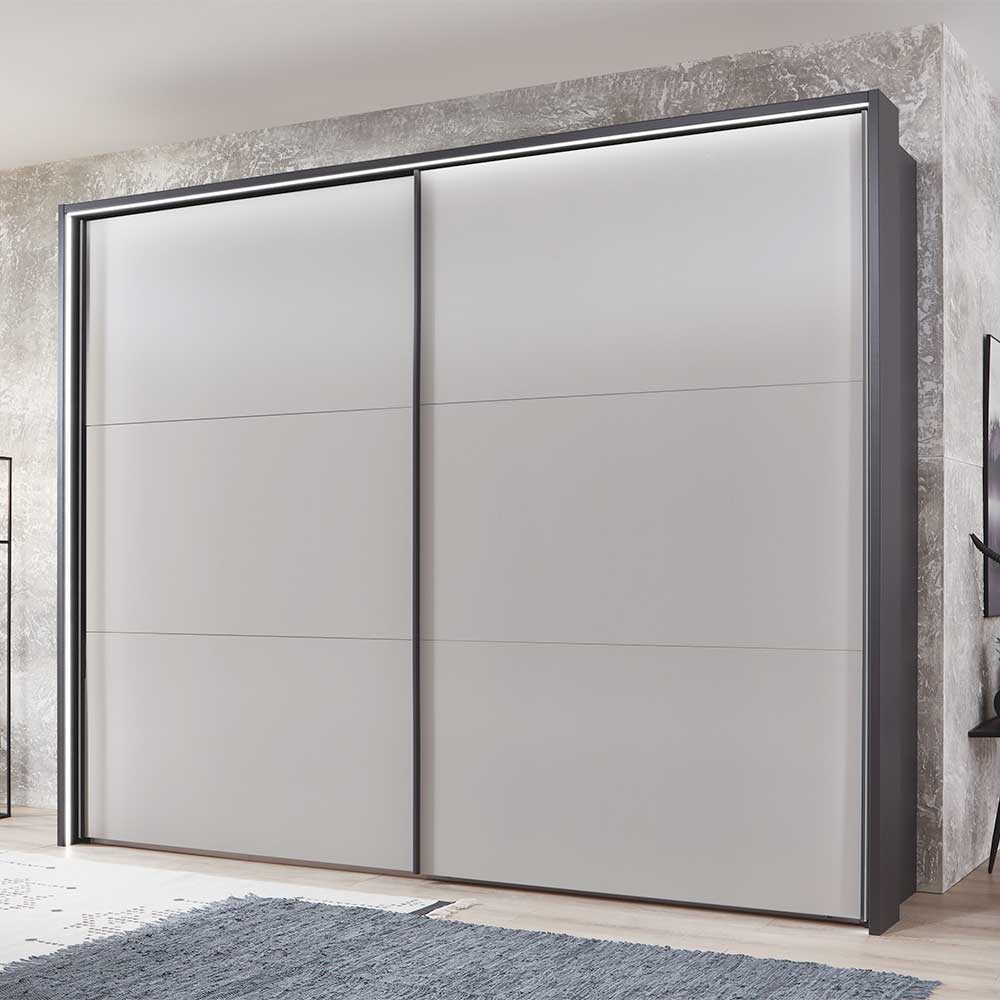 Schwebetürenschrank Pocatino in Anthrazit und Hellgrau Made in Germany