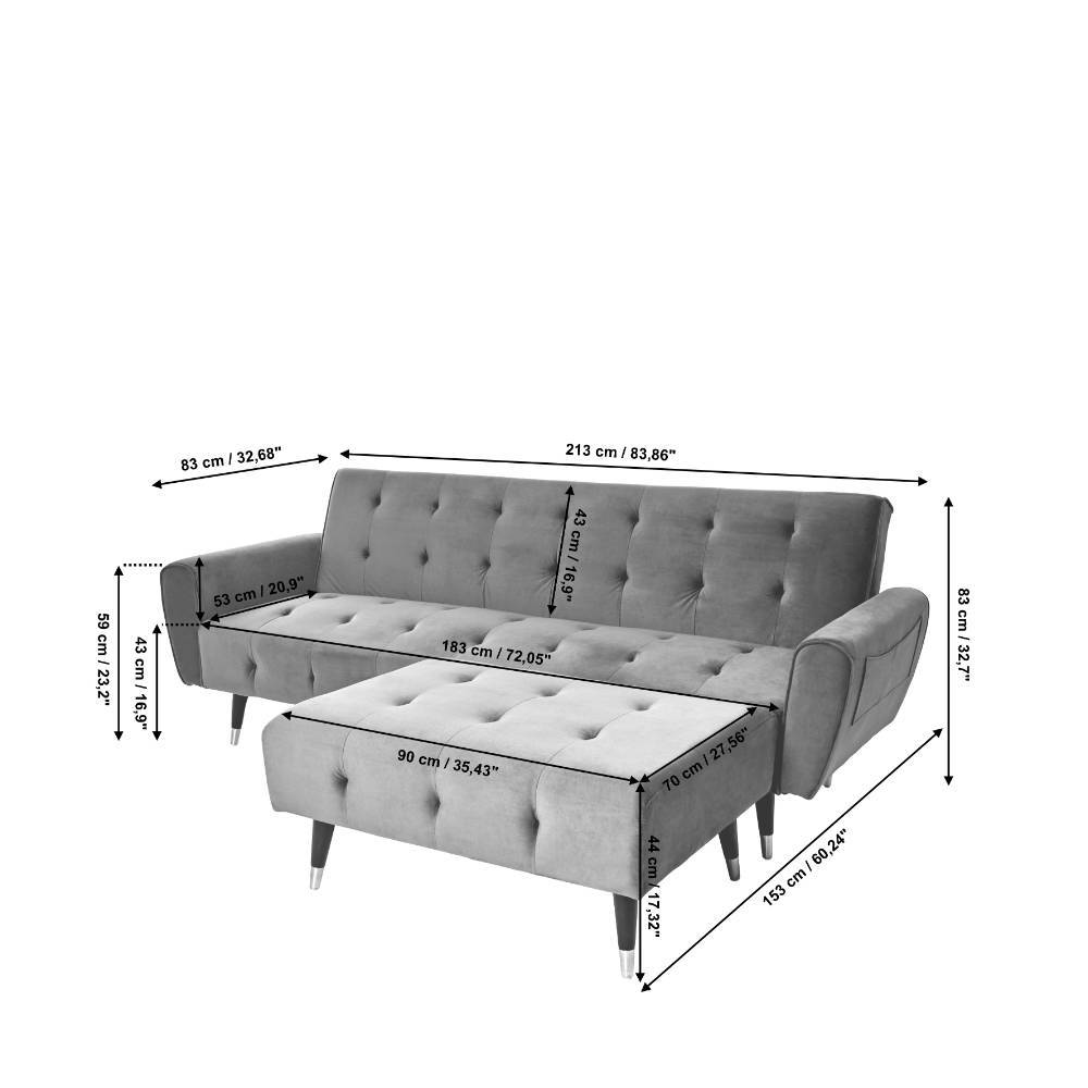Schlafsofa Sair aus Boucle Stoff in Offwhite (zweiteilig)