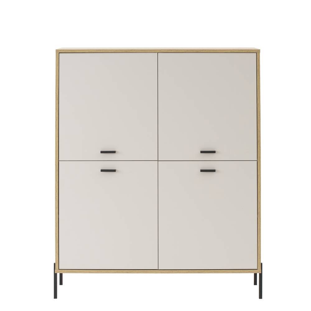 Wohnzimmer Highboard Zimena mit Drehtüren und Vierfußgestell aus Metall