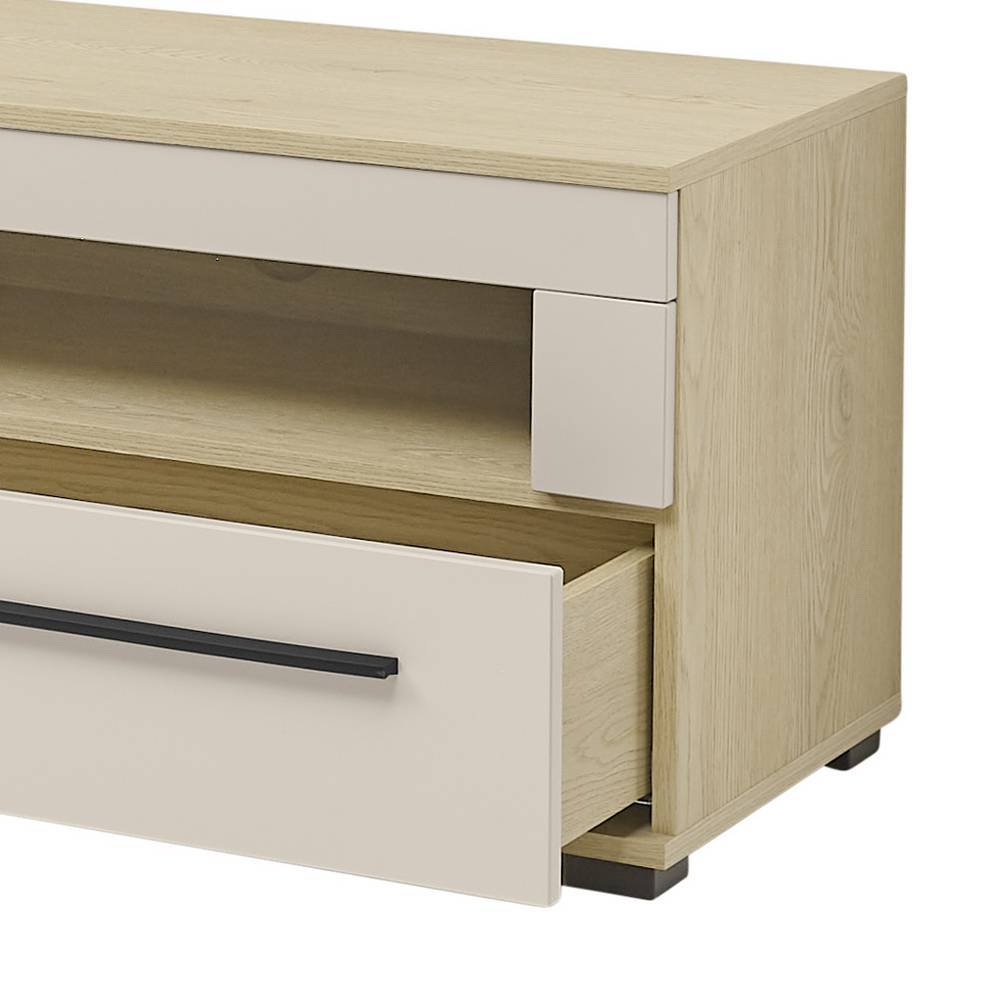 Lowboard Helina in Beigegrau und Wildeiche Bianco