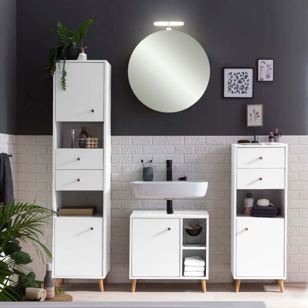 Badezimmer Schrank Linz im Skandi Design mit zwei Schubladen