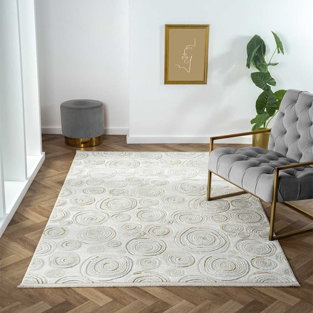 Moderner Struktur Teppich Vernazza in Cremefarben und Beige