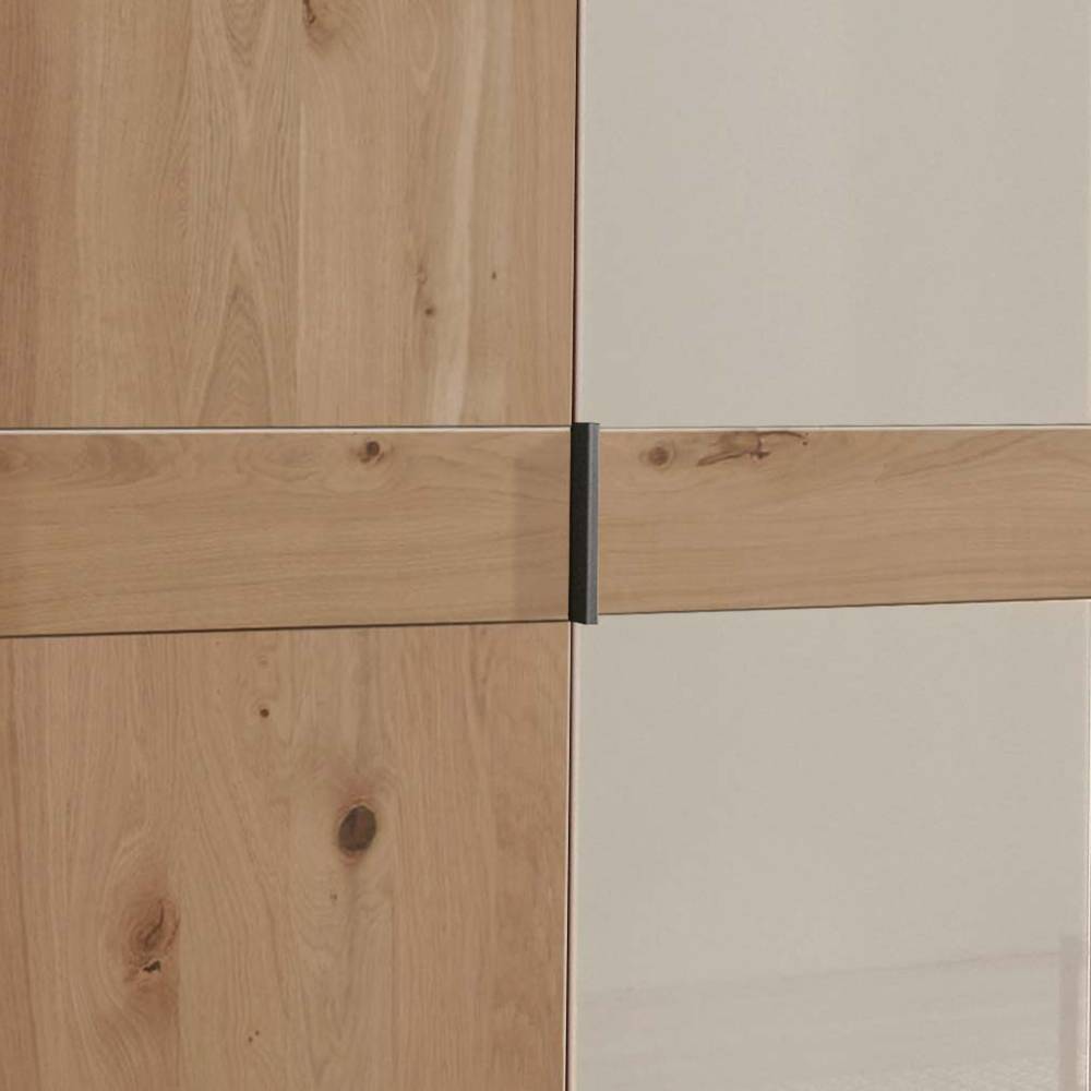 Kleiderschrank Viramiru in Eiche Bianco & Champagner mit Drehtüren