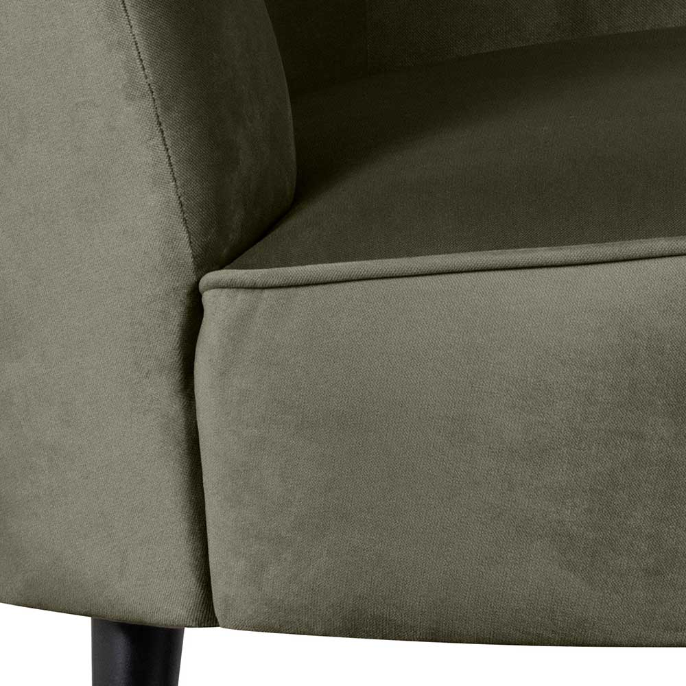 Lounge Einsitzer Sofa Corsica in Dunkelgrün Samt Rücken echt bezogen
