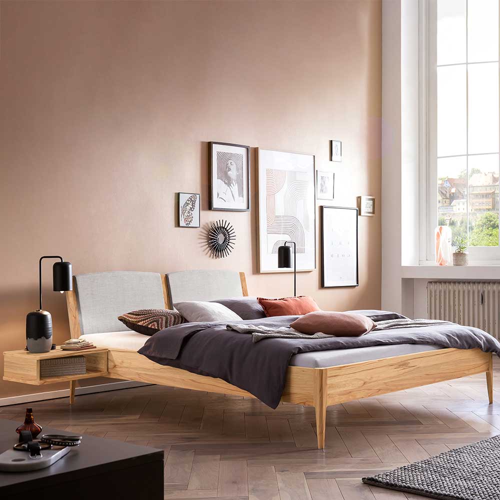 Holzbett Wildbuche Natur Sionna 140x200 cm optional mit Konsole