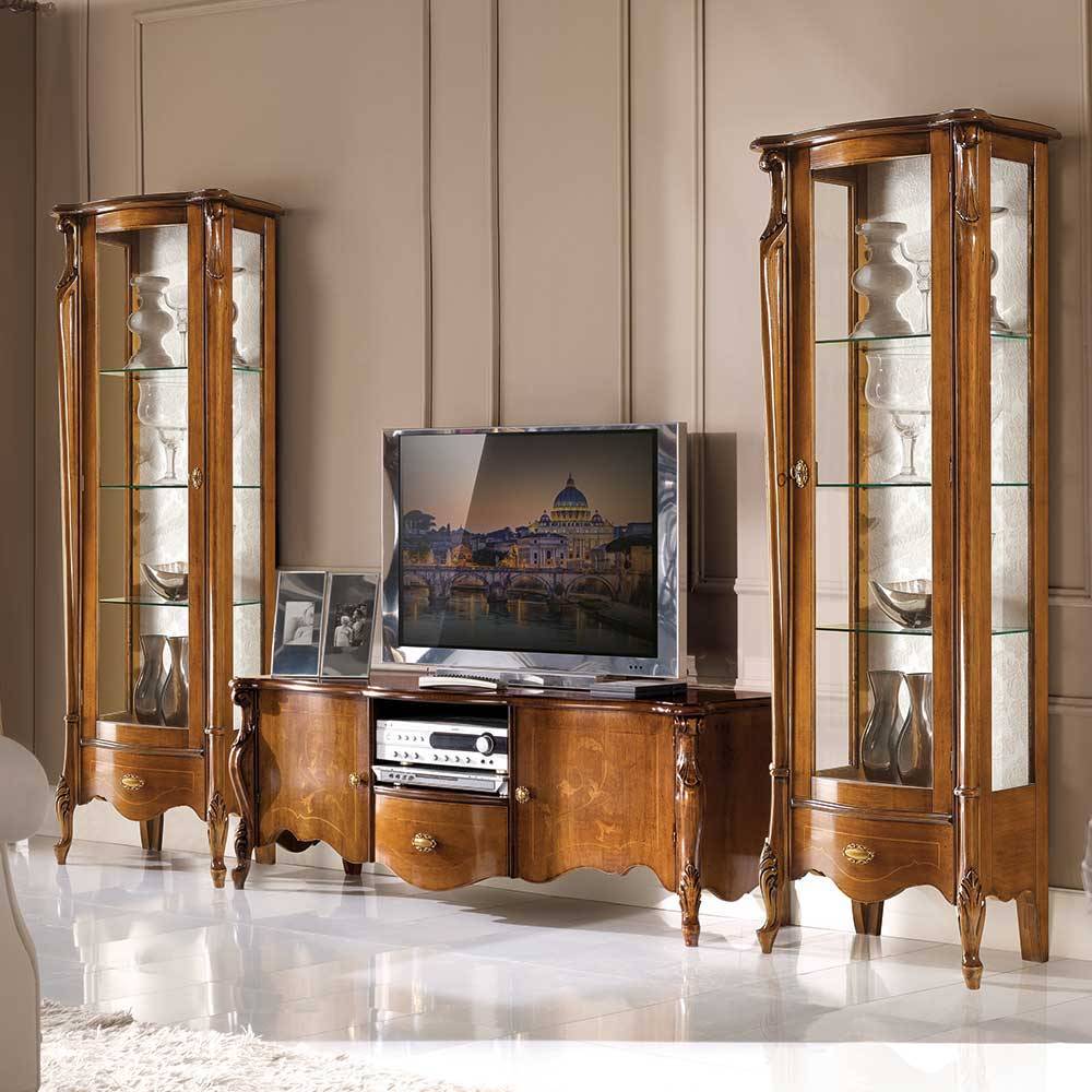 Wohnzimmer Vitrinenschrank Savolina in italienischem Stil barocke Form