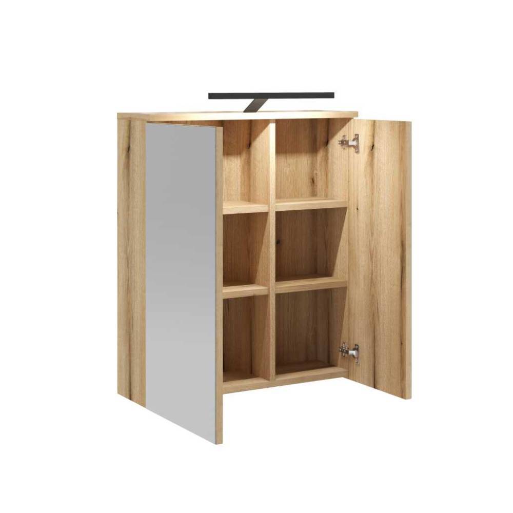 Modernes Badezimmermöbel Set Pattinos 33 cm tief mit LED Beleuchtung (fünfteilig)
