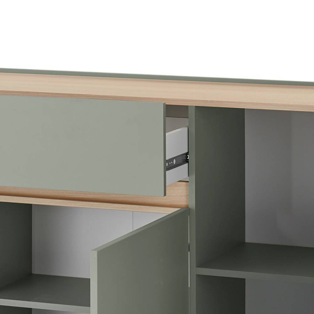 Sideboard Ulfava in Graugrün und Eichefarben