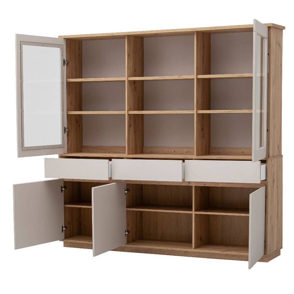 Buffetvitrine Ikba mit Glastüren 202 cm breit