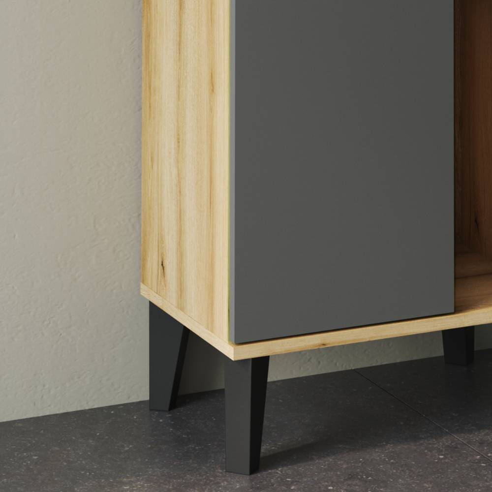 Hochschrank Pattinos in Wildeichefarben und Grau