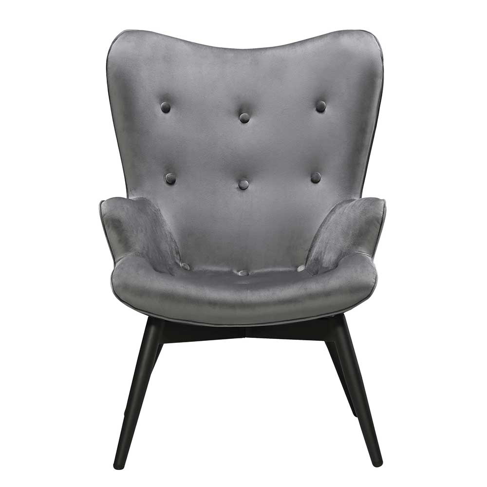 Kaminsessel Pleano in Grau Samt im Skandi Design