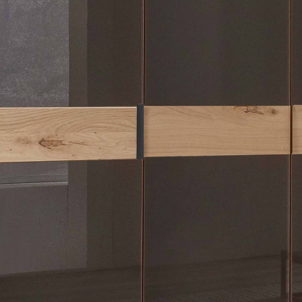 Schlafzimmerschrank modern Merkur in Eiche Bianco und Dunkelbraun