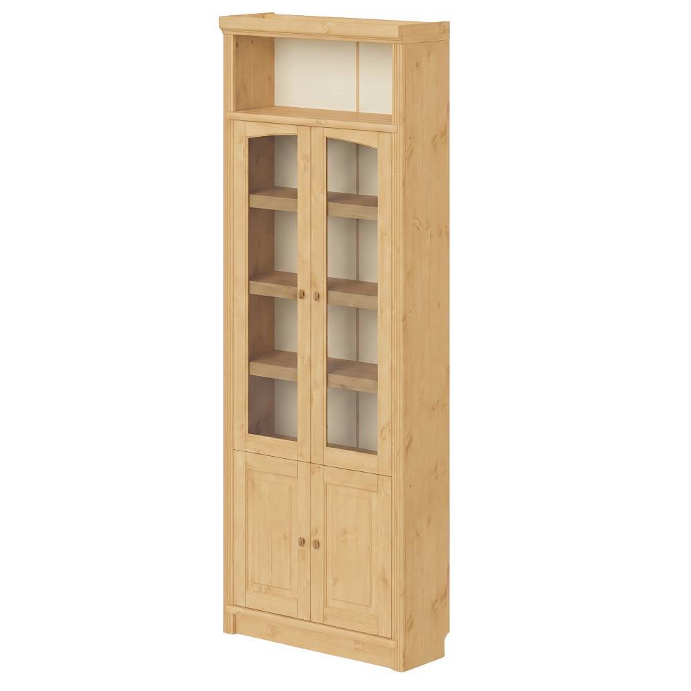 Bücher Vitrine Claros aus Kiefer Massivholz mit Glastüren