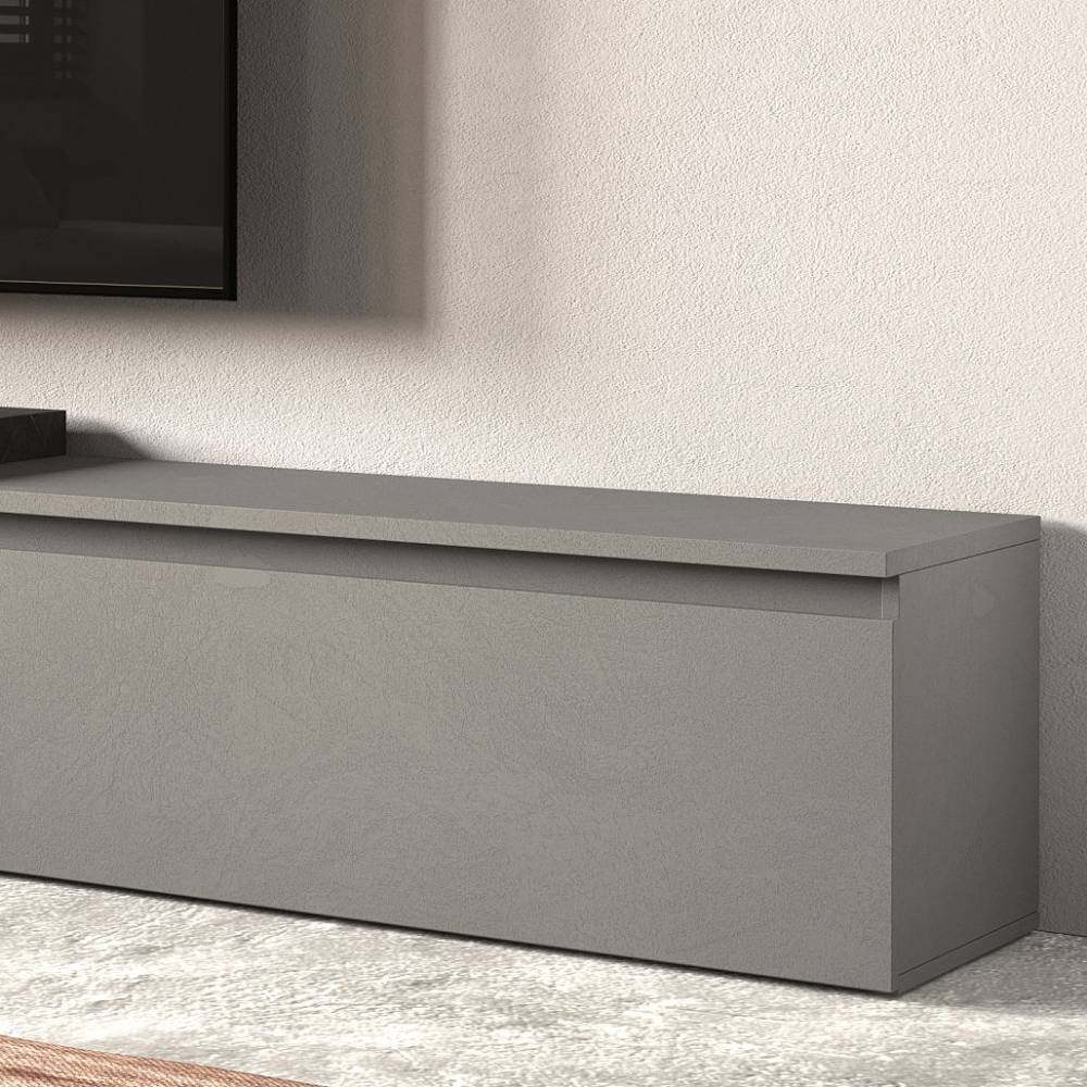 Wohnwand modern Belgica in Grau 290 cm breit (siebenteilig)