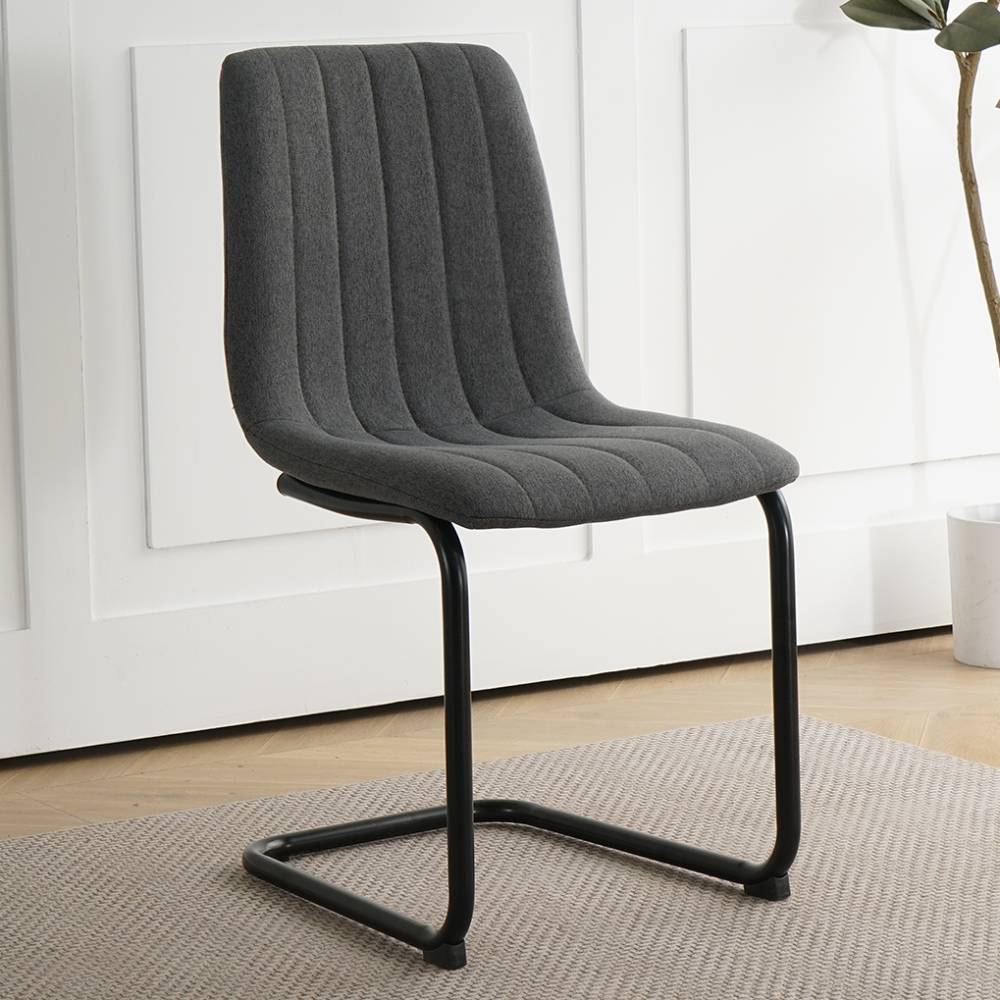 Freischwinger Stuhl Root in Grau aus meliertem Webstoff (2er Set)