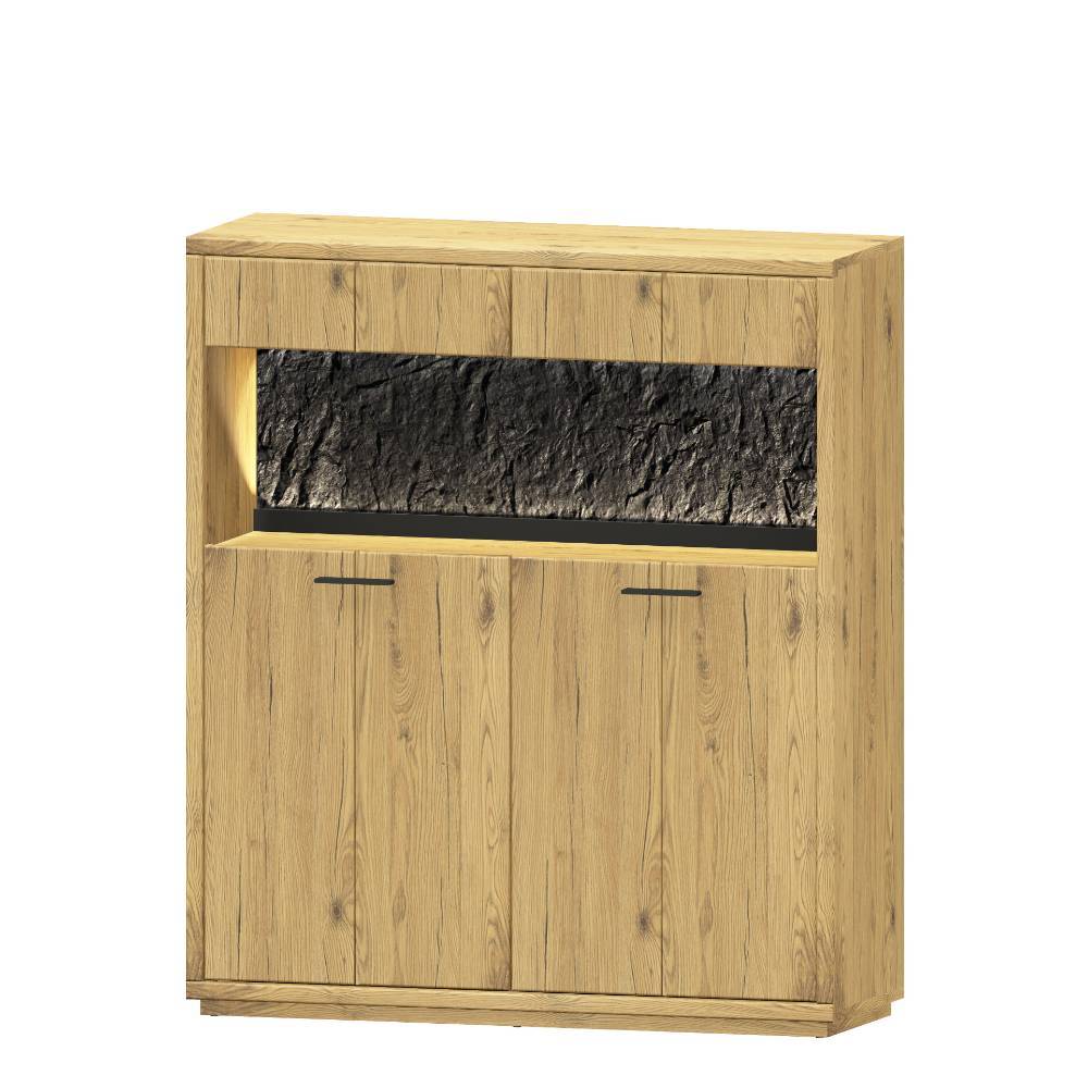 Anbauwand Ostoro in Wildeiche Bianco 51 cm tief (dreiteilig)