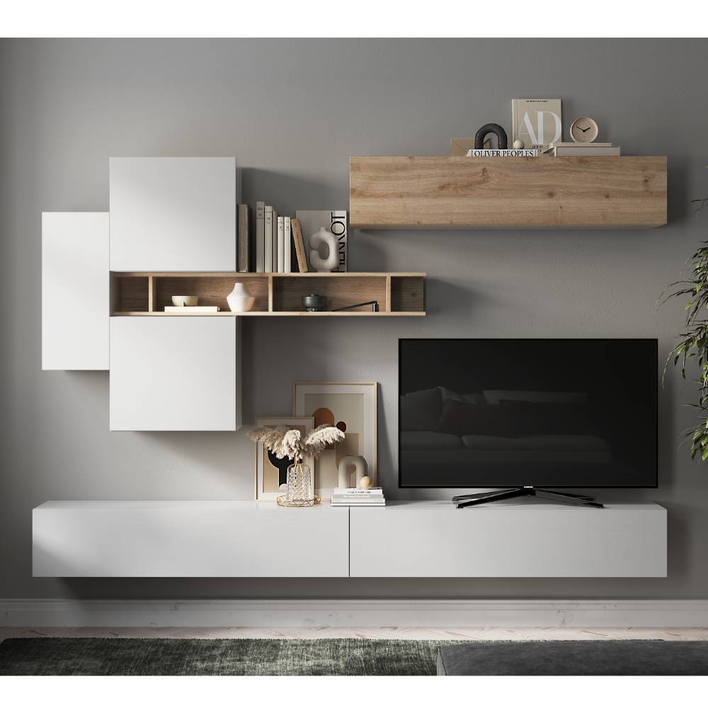 Wohnwand Simonas in modernem Design für die Wandmontage (siebenteilig)