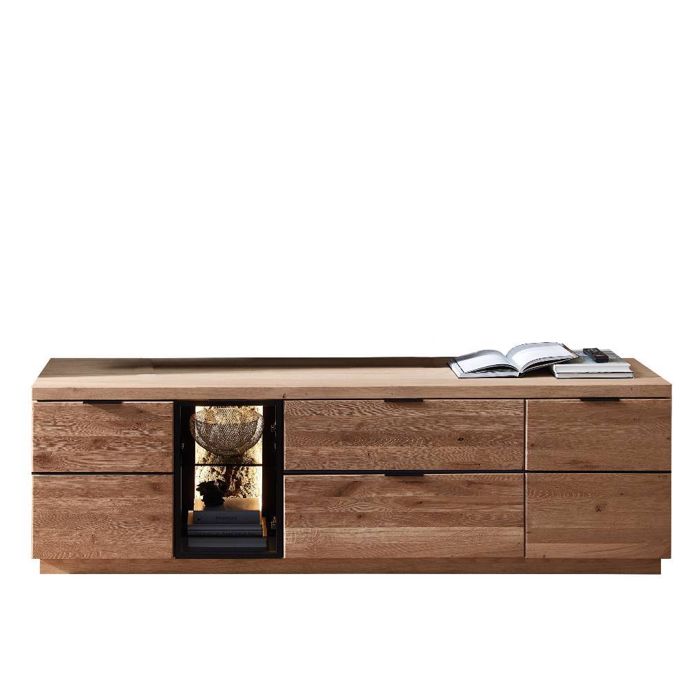 Wohnwand modern Emly in Wildeiche Bianco 207 cm hoch (dreiteilig)
