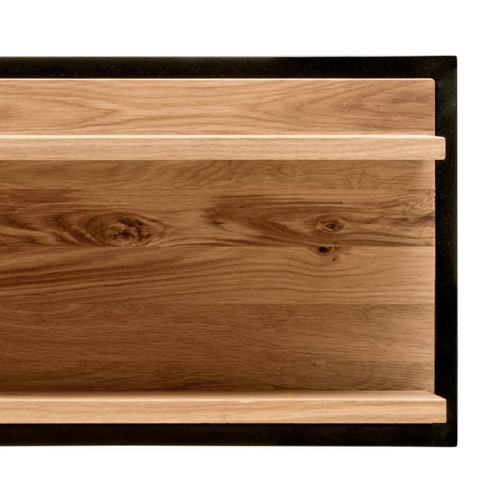 Wandregal Haidon aus Wildeiche Massivholz im Industry und Loft Stil