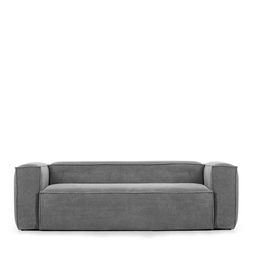 Dreier Sofa Rumatao in Grau aus Cord Stoff