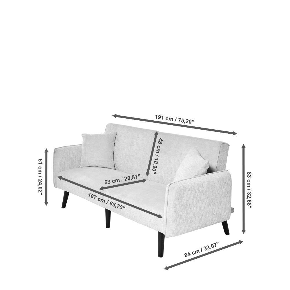 Schlafsofa Salverna in Grau mit Rücken Klappmechanik
