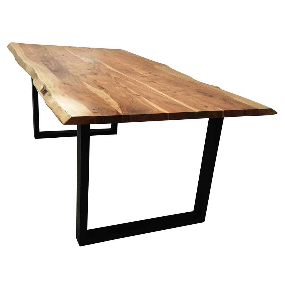 Akazie Tisch Jaggon mit Bügelgestell und natürlicher Baumkante
