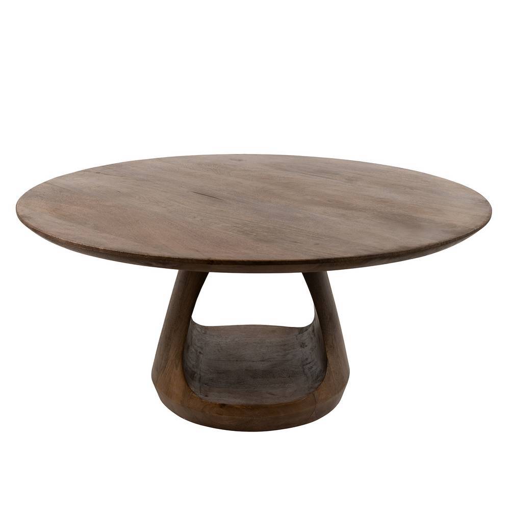 Designercouchtisch Magnus in runder Form aus Mangobaum Massivholz